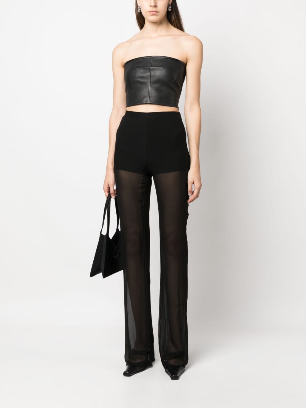 NENSI DOJAKA-FLARED SHEER TAILORED TROUSERS-NDSS23TRS029 BLACK