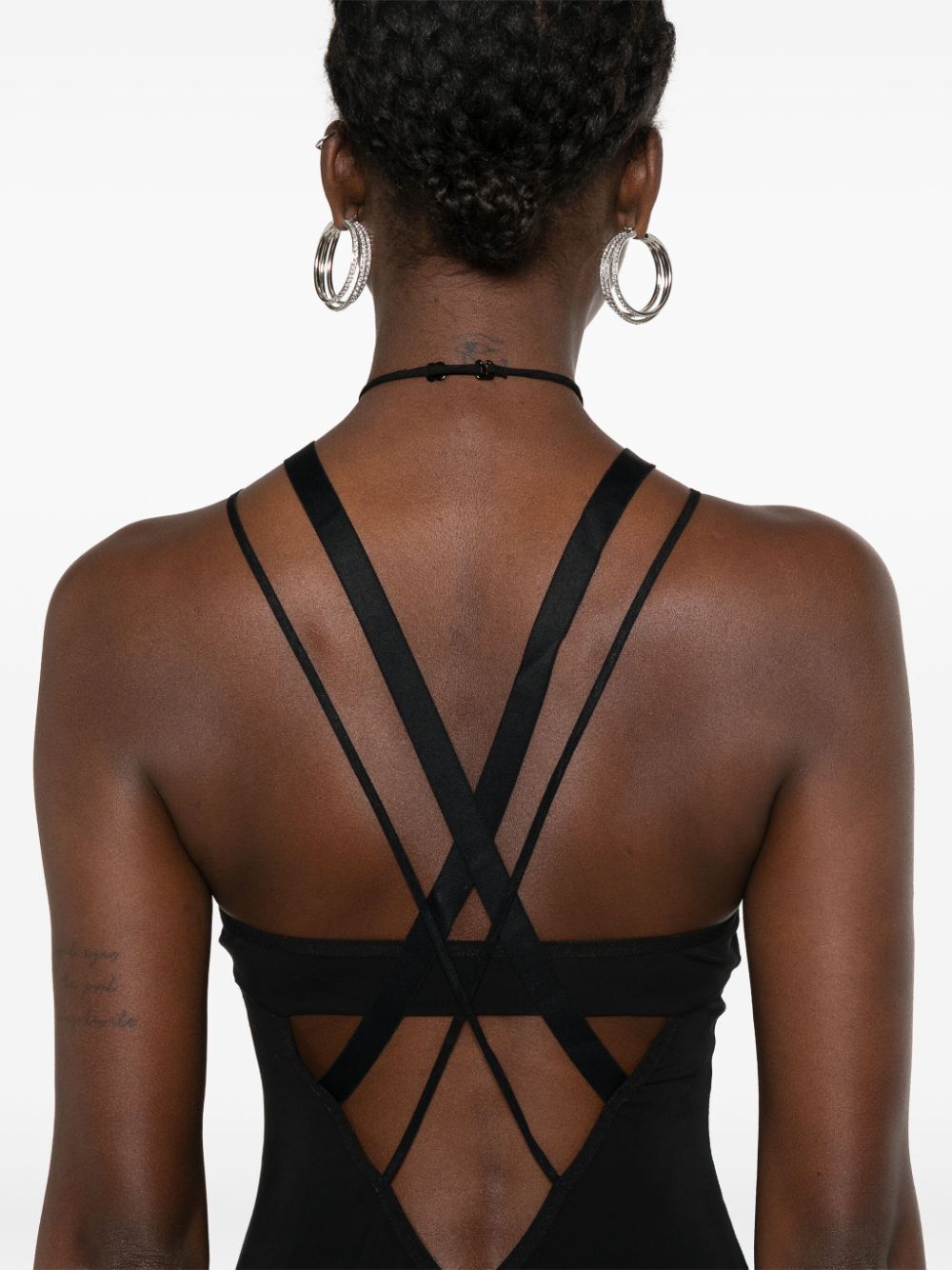 NENSI DOJAKA-HALTERNECK DRESS CROSSED BACK STRAPS-