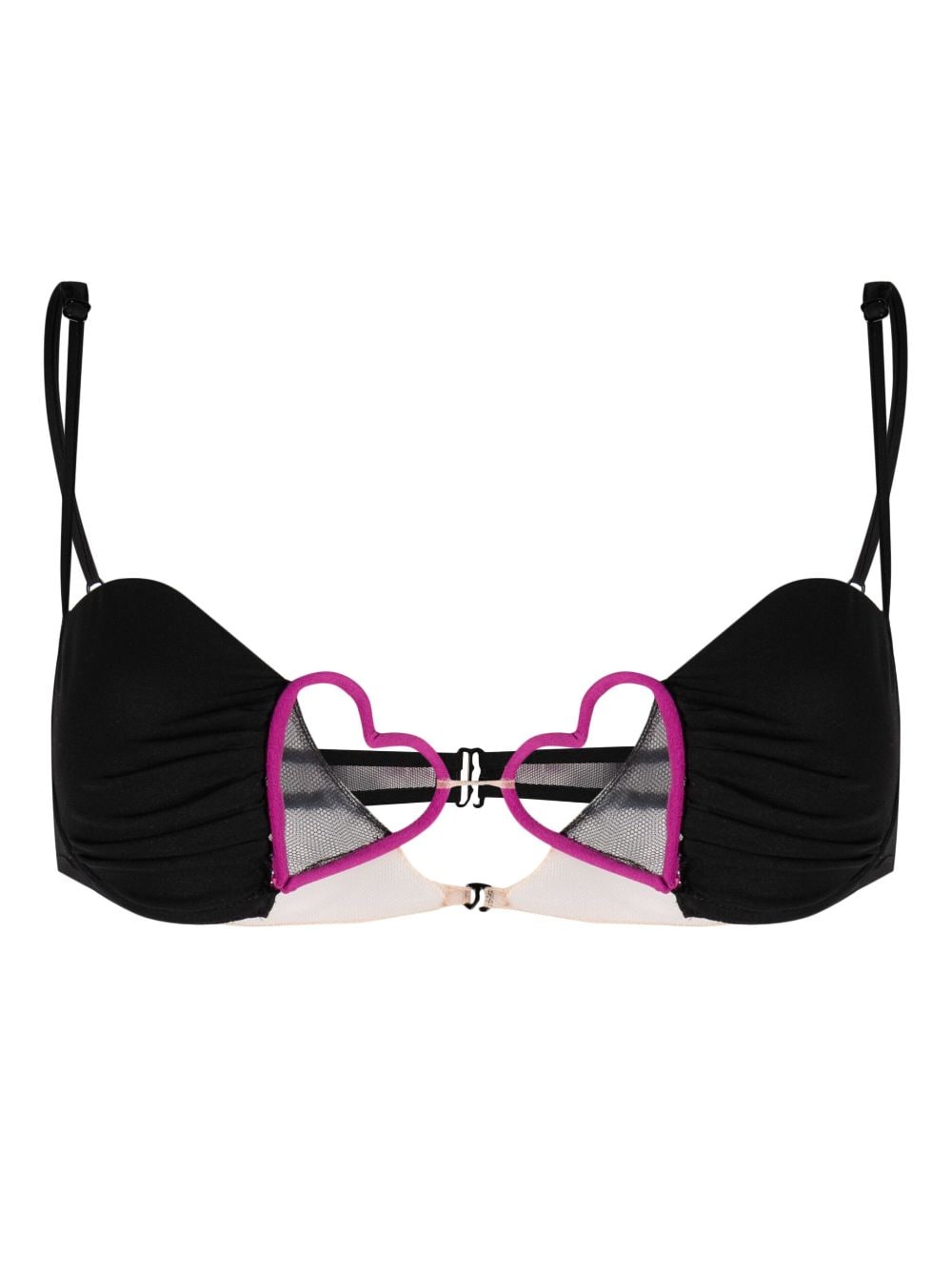 NENSI DOJAKA-HEART PADDED BRA WITH GATHERED CUP-NDSS23LIN001 BLKFCS