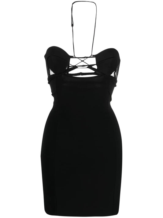 NENSI DOJAKA-HILMA HALTERNECK MINI DRESS-NDSS23DR120 BLACK