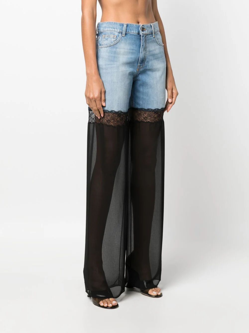 NENSI DOJAKA-HYBRID JEANS WITH SHEER LEG-NDAW23DEN002 BLBLACK