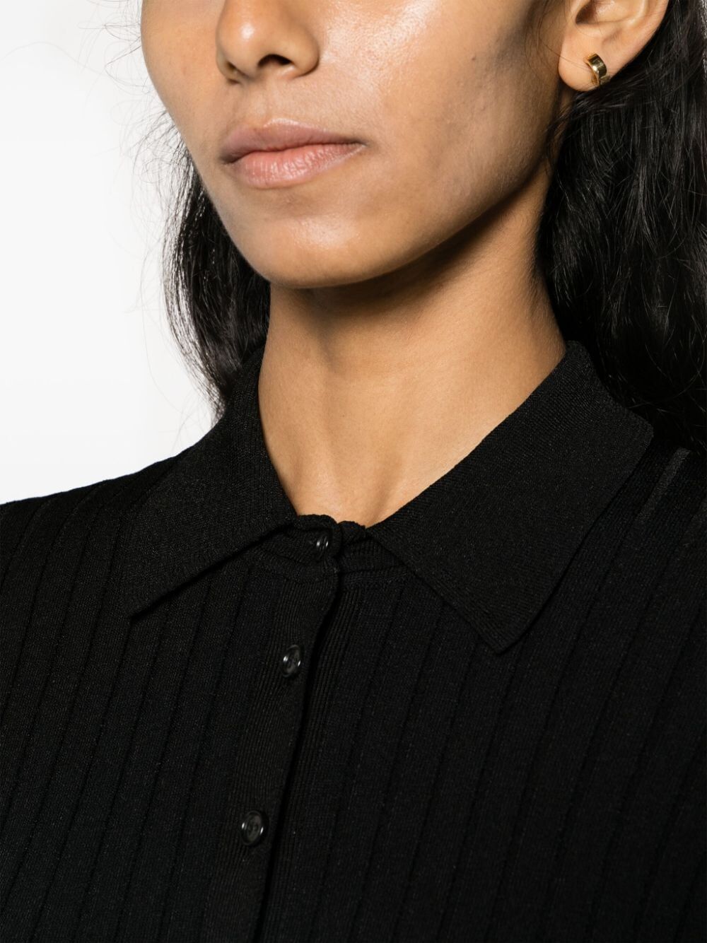 NENSI DOJAKA-KNITTED FITTED SHIRT-NDAW23KT028 BLACK