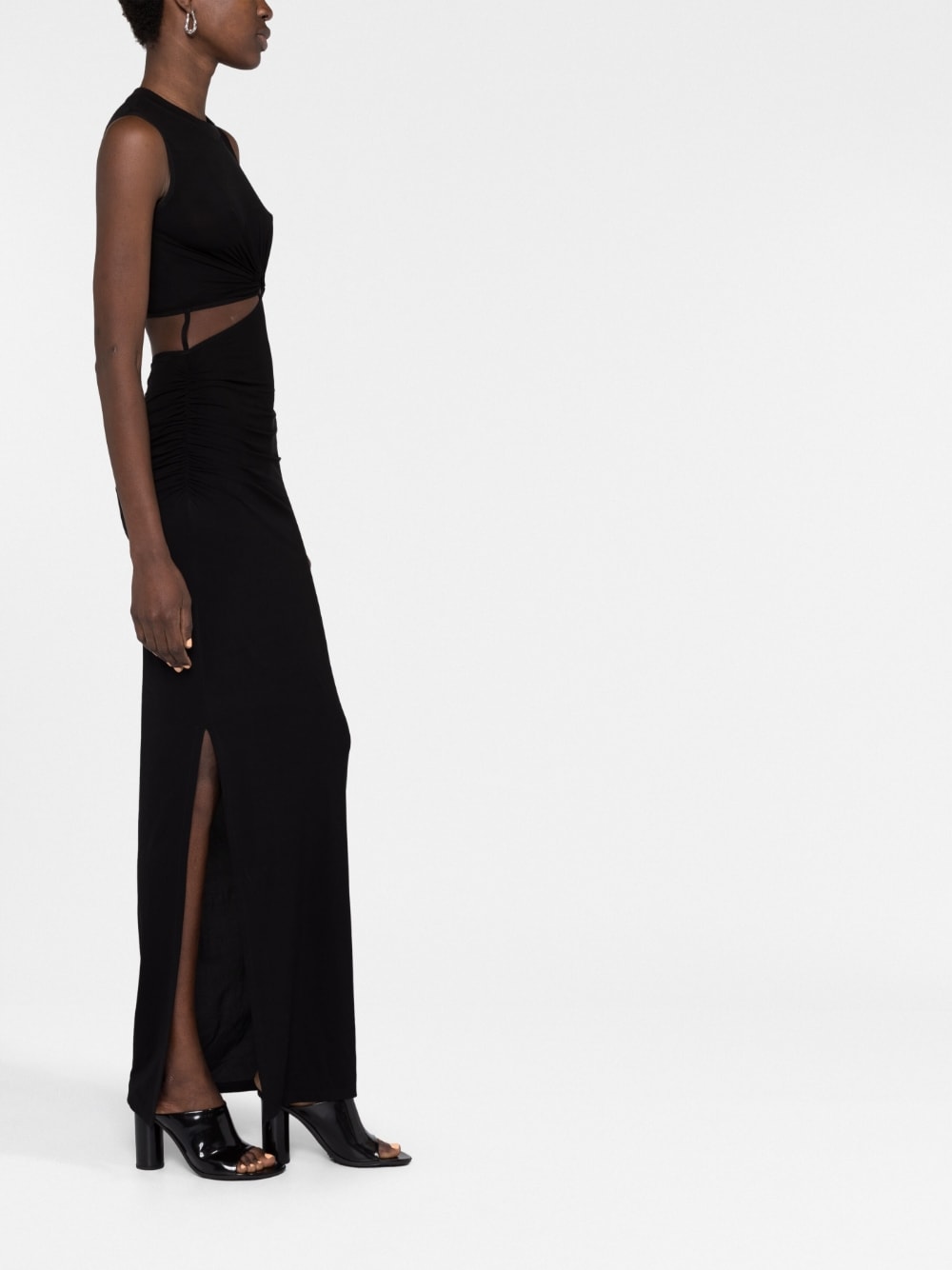 NENSI DOJAKA-SLEEVELESS MAXI DRESS WITH KEY HOLE-NDSS23DR131 BLACK