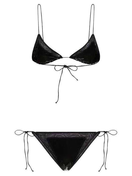 OSEREE SWIMWEAR-LATEX MESH MICROKINI-