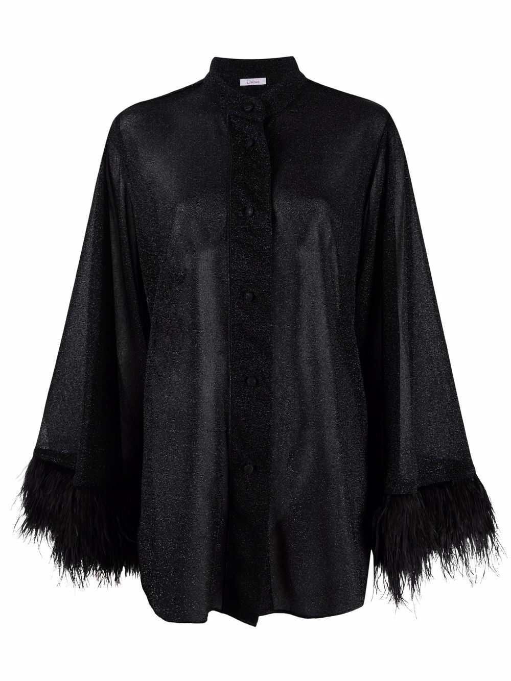 OSEREE SWIMWEAR-LUMIERE PLUMAGE LONG SHIRT-LSF213 BLACK