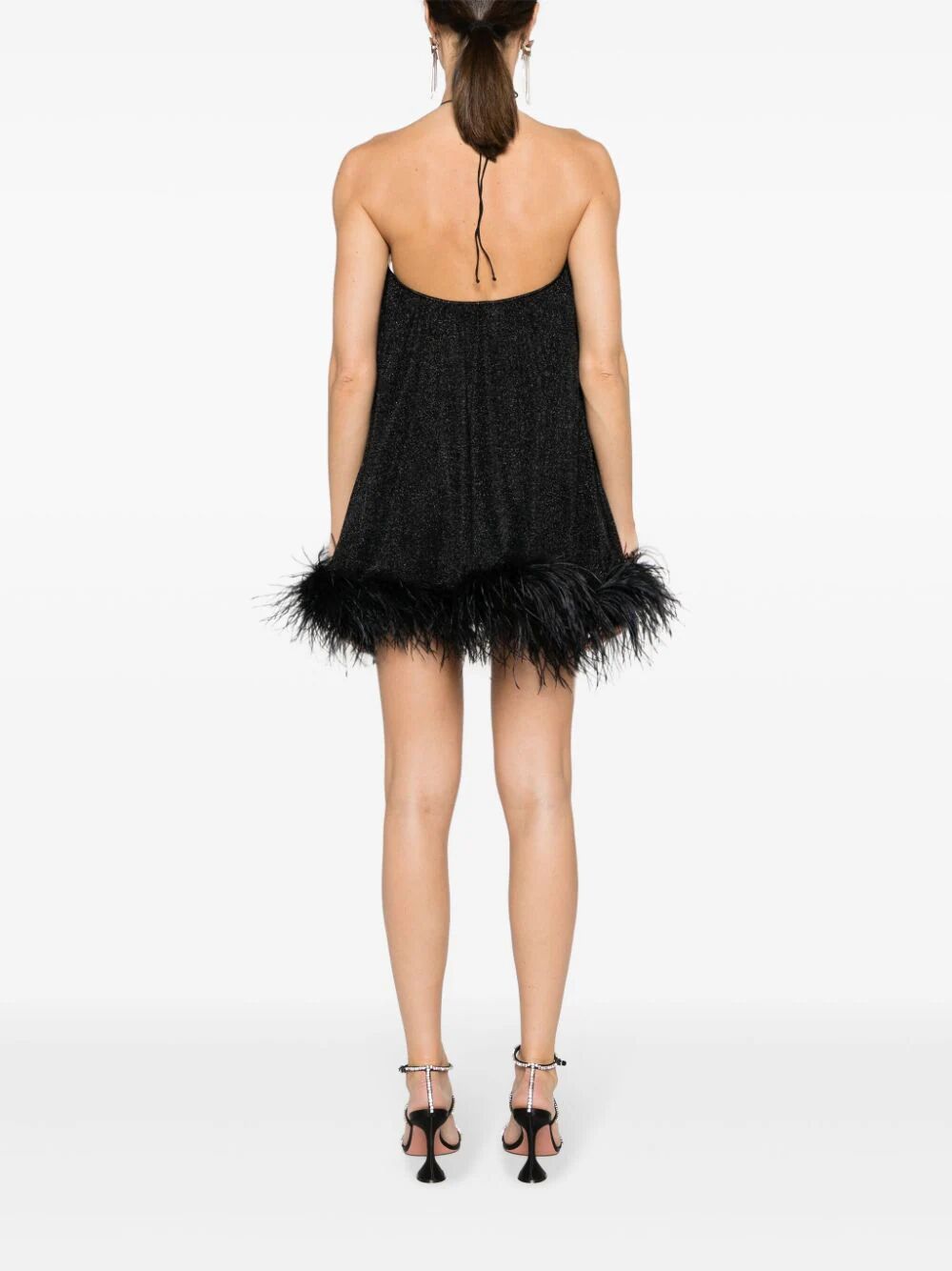 OSEREE SWIMWEAR-LUMIERE PLUMAGE NECKLACE DRESS-LDS249 BLACK