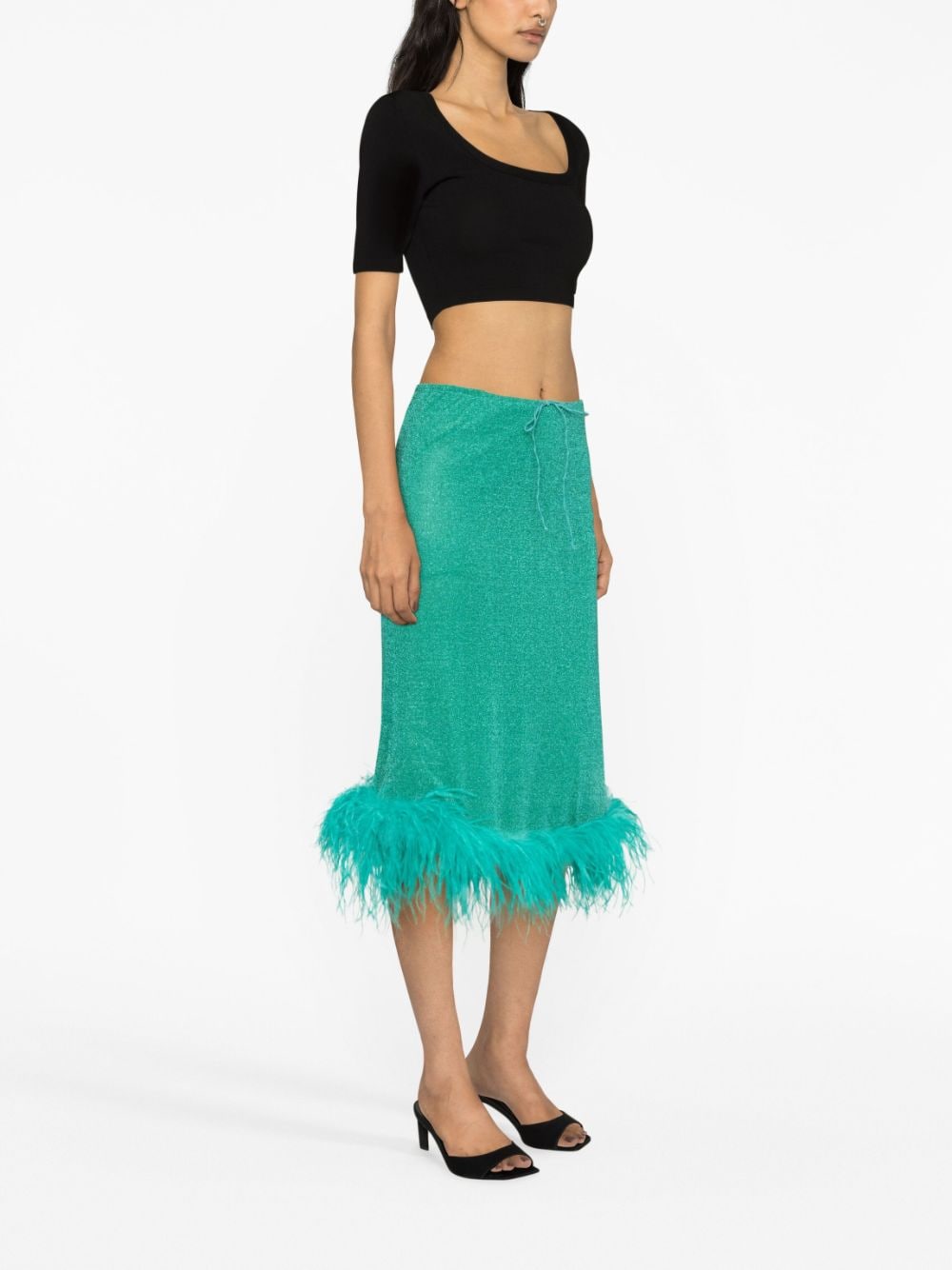 OSEREE SWIMWEAR-LUMIERE PLUMAGE SKIRT-LGF235 AQUAMARINE