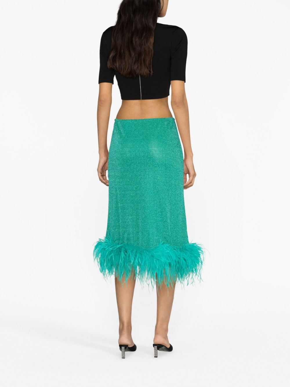 OSEREE SWIMWEAR-LUMIERE PLUMAGE SKIRT-LGF235 AQUAMARINE