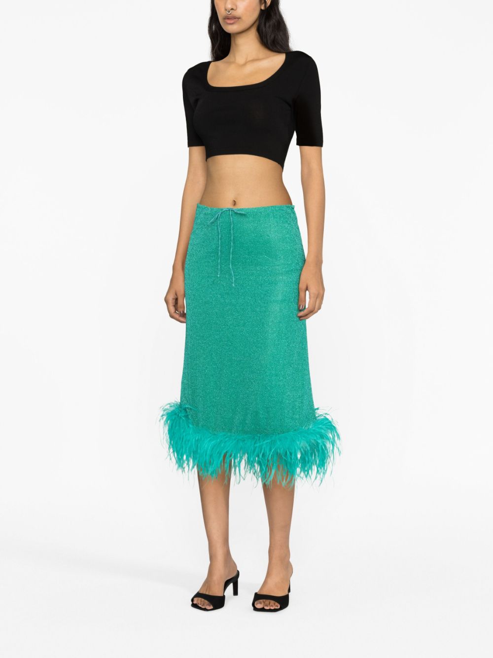 OSEREE SWIMWEAR-LUMIERE PLUMAGE SKIRT-LGF235 AQUAMARINE