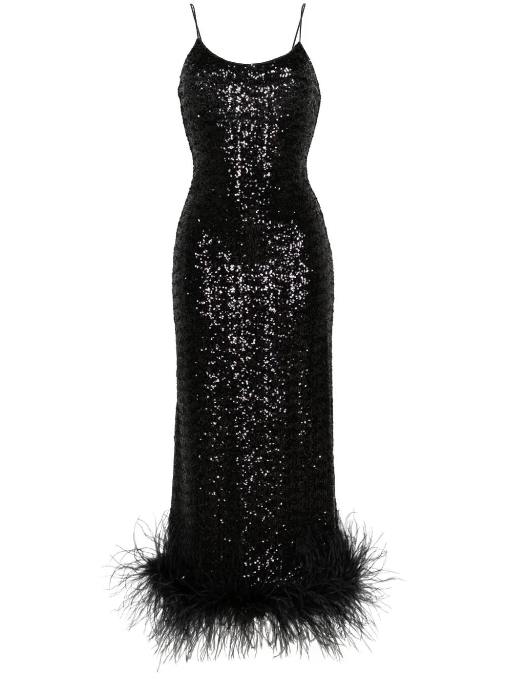 OSEREE SWIMWEAR-PAILLTTES PLUMAGE SLIP DRESS-PDS249 BLACK