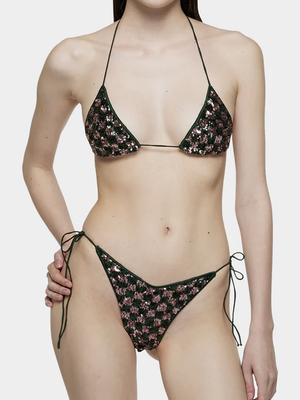 OSEREE SWIMWEAR-SEQUINS CHESS MICROKINI-