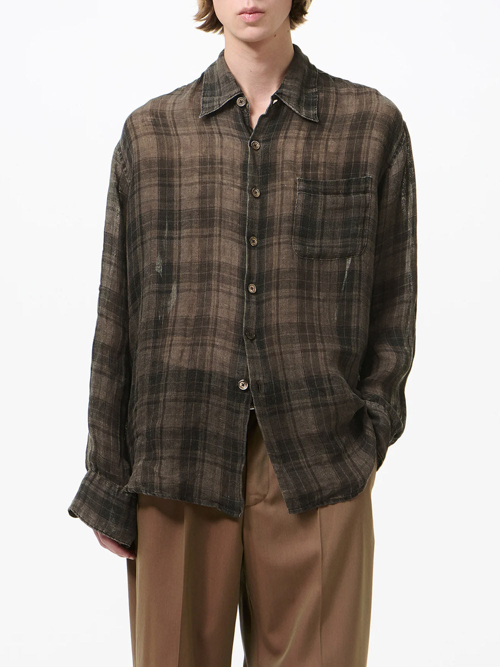 OUR LEGACY-ABOVE SHIRT-M2262AP PENUMBRA CHECK SHEERCOAT LINEN – Dope