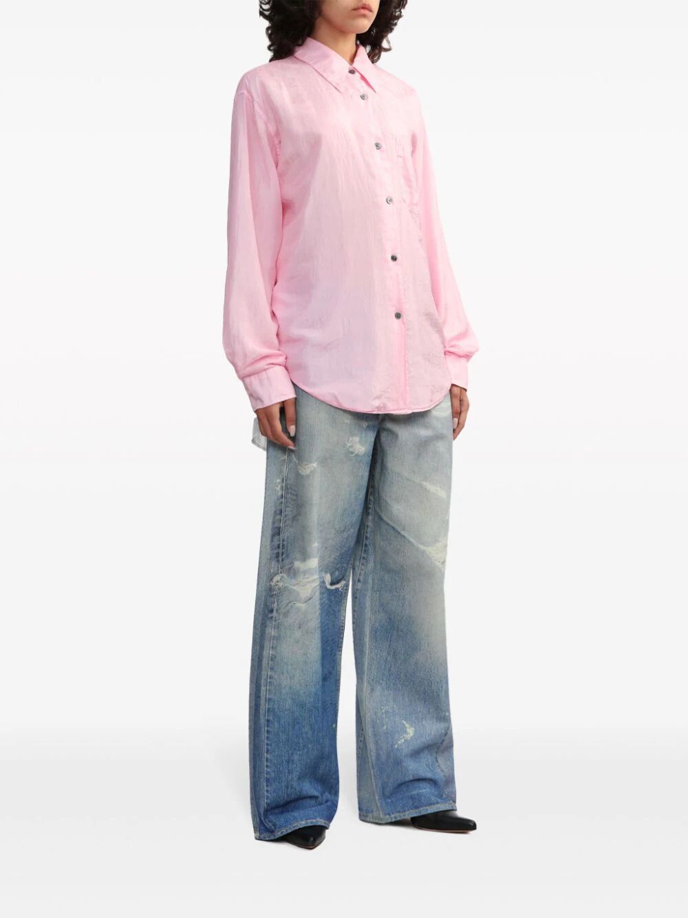 OUR LEGACY-APRON SHIRT-W2242ABC PINK COTTON SILK