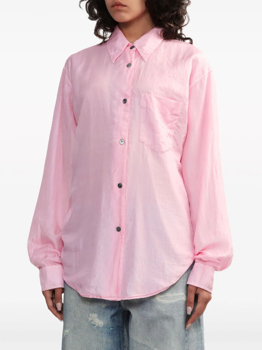 OUR LEGACY-APRON SHIRT-W2242ABC PINK COTTON SILK