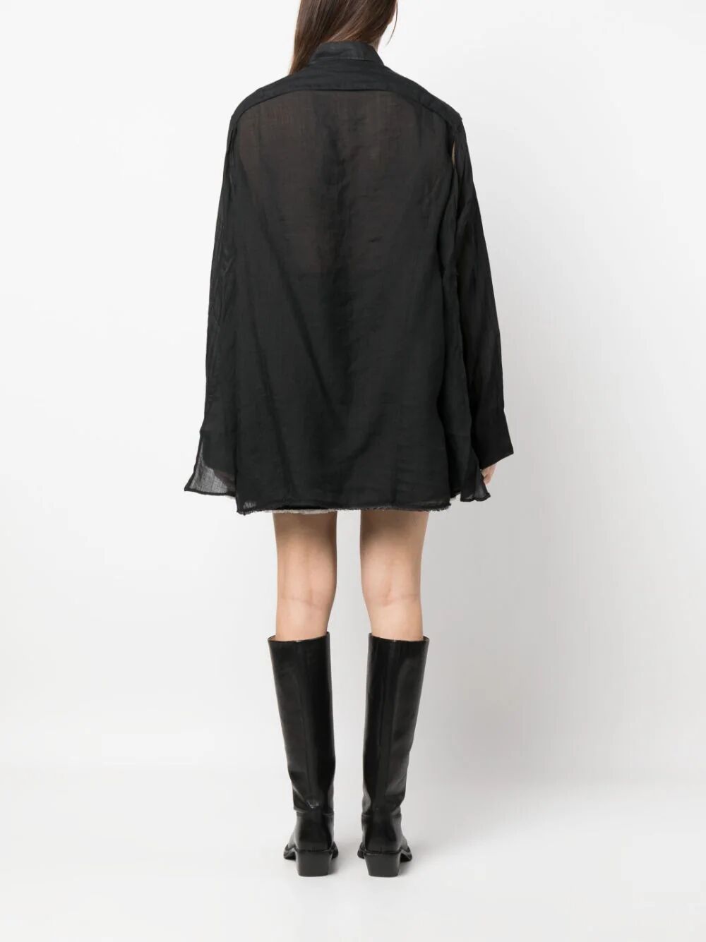 OUR LEGACY-BACKLESS LINER SHIRT-W2232BLB BLACK GAUZE RAMIE