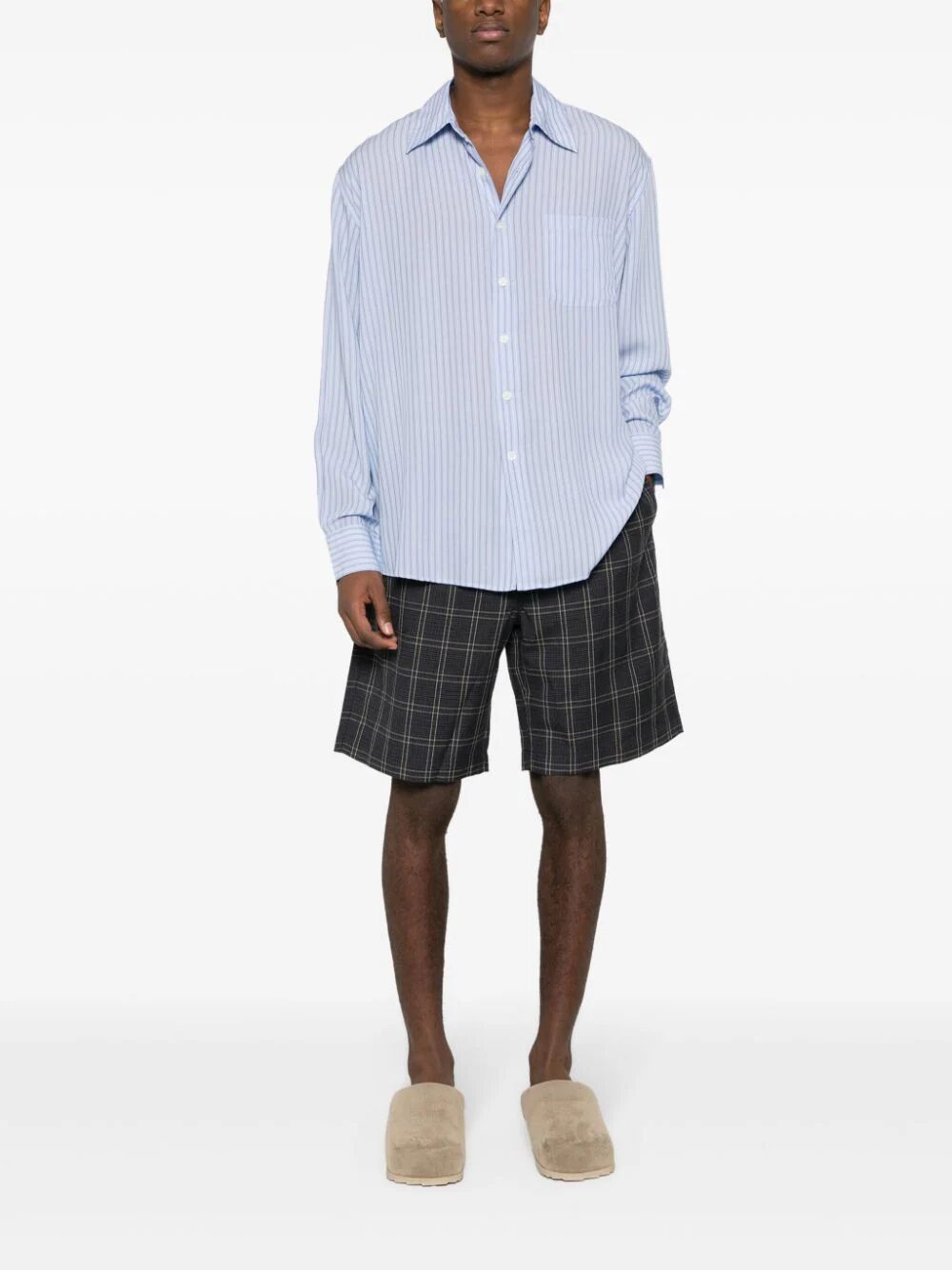 OUR LEGACY-DRAPE CHECK SHORTS-M2244DN DINNER DATE CHECK