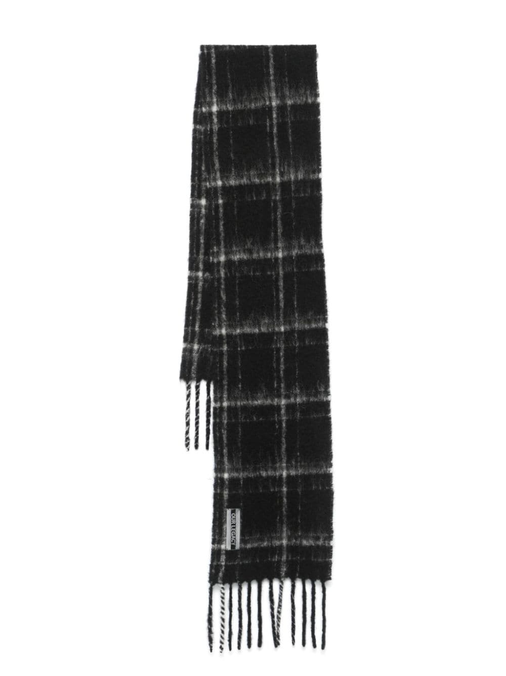 OUR LEGACY-ESTATE SCARF-A4248EBF BLACK FUZZY ALPACA CHECK