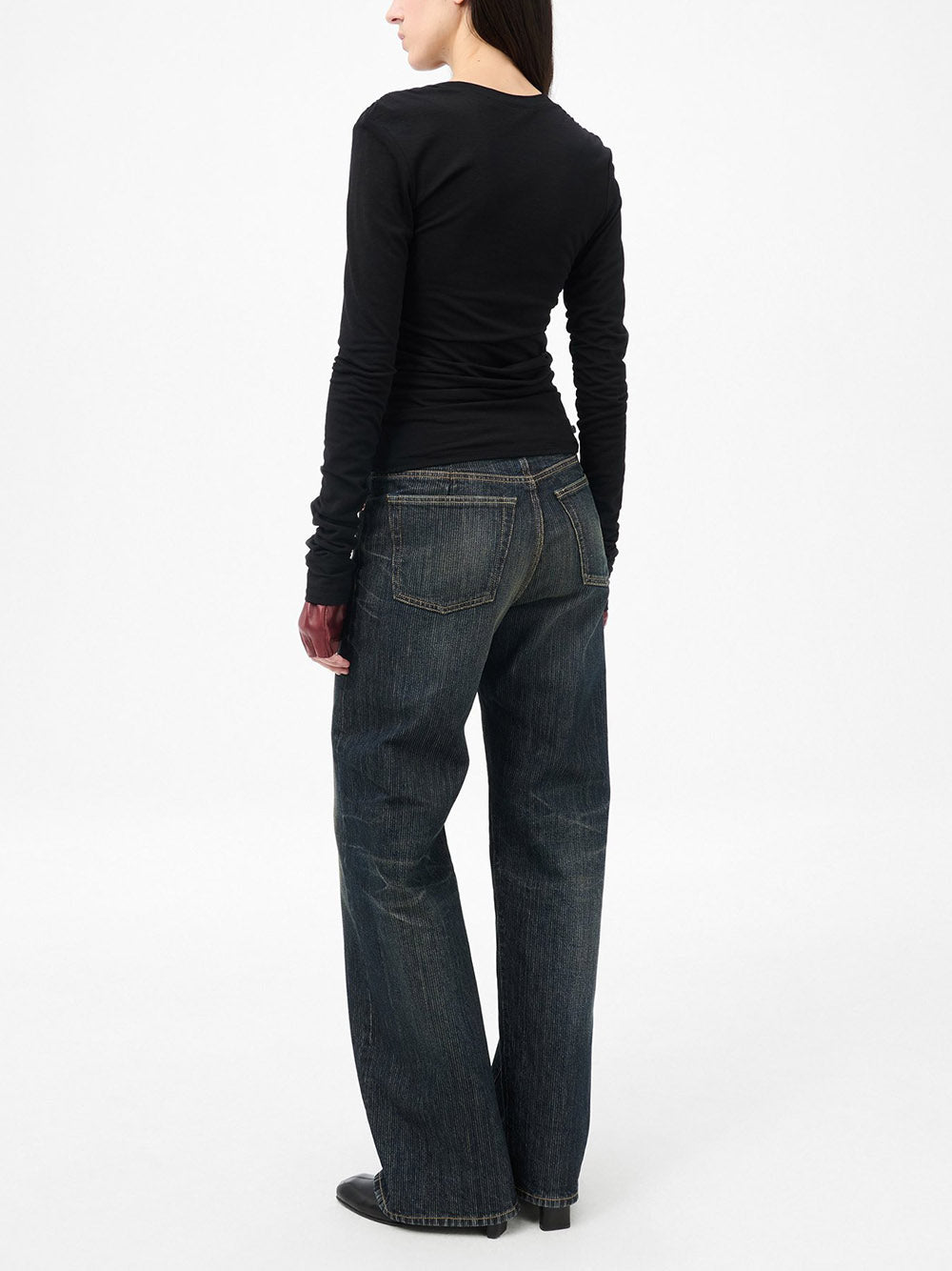 OUR LEGACY-STRAIN SLIM LONGSLEEVE-W4256SIB INTELLECTUAL BLACK WOOL