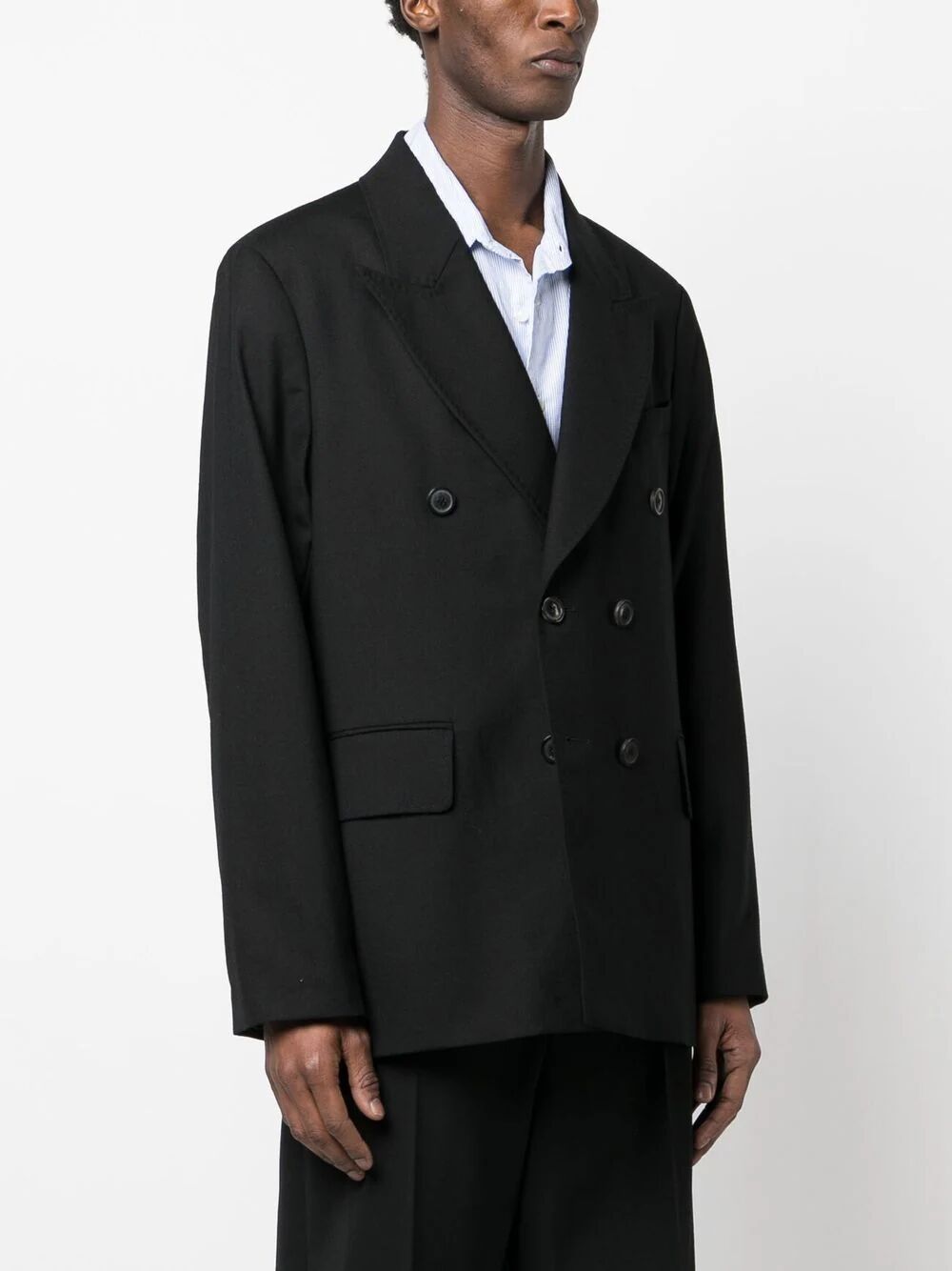 OUR LEGACY-UNCONSTRUCTED DOUBLE BREASTED BLAZER-M4200DBBP BLACK PANAMA WOOL