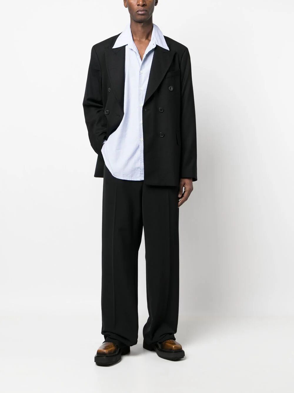 OUR LEGACY-UNCONSTRUCTED DOUBLE BREASTED BLAZER-M4200DBBP BLACK PANAMA WOOL