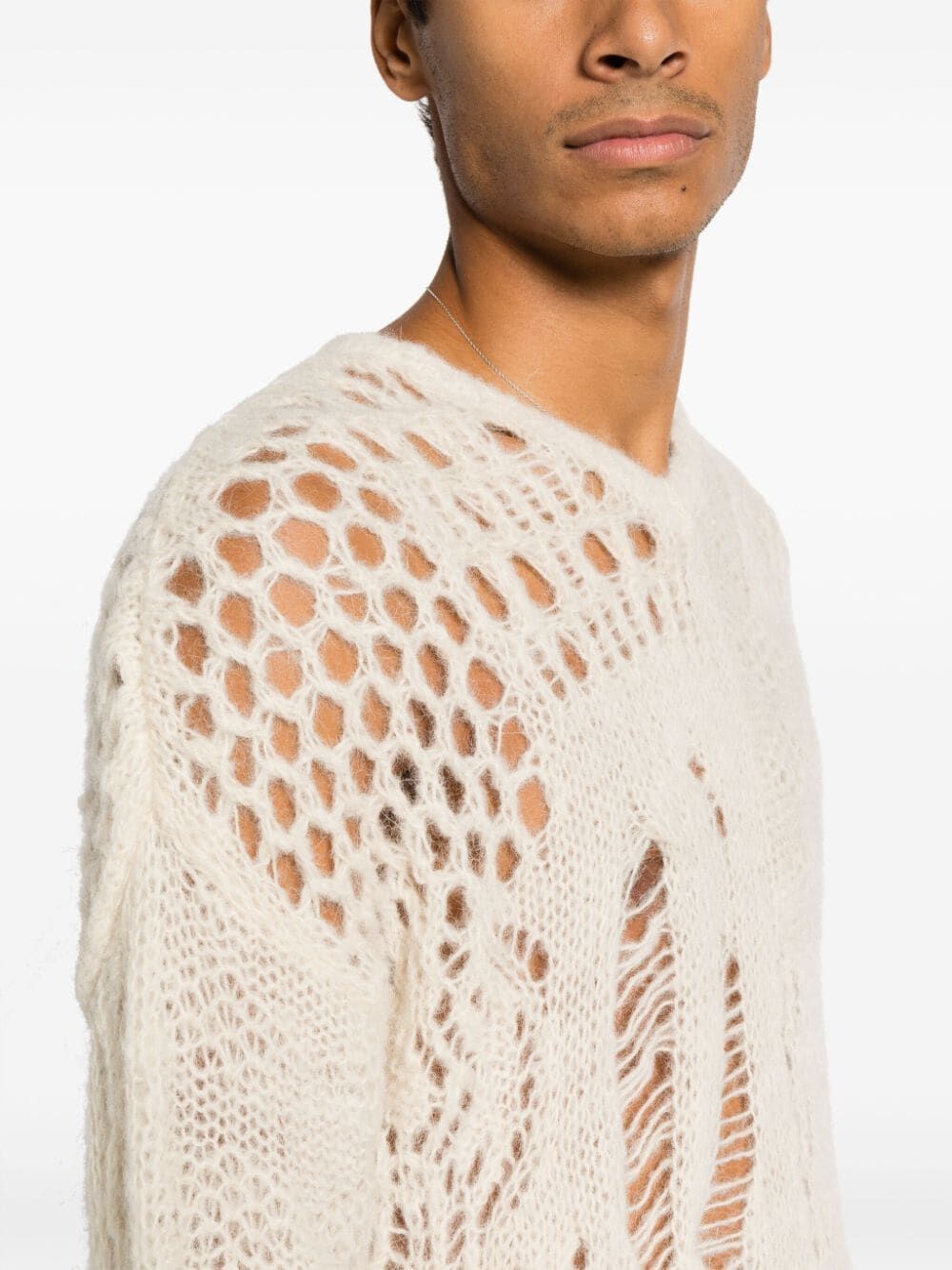 OUR LEGACY-V-NECK CROCHET-M4233VCB BONE AIRY ALPACA