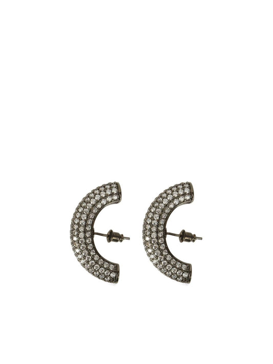 PANCONESI-Half Moon Crystal Hoops-S24 EA027 P GUNMETAL