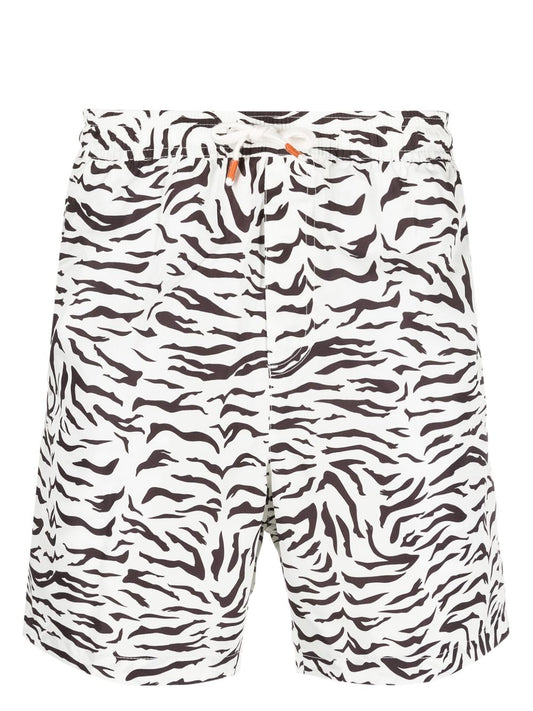 REINA OLGA-Swim short-SWIM SHORT WHITE BROWN TIGER