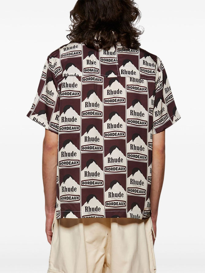 RHUDE-MOONLIGHT BORDEAUX SILK SHIRT-