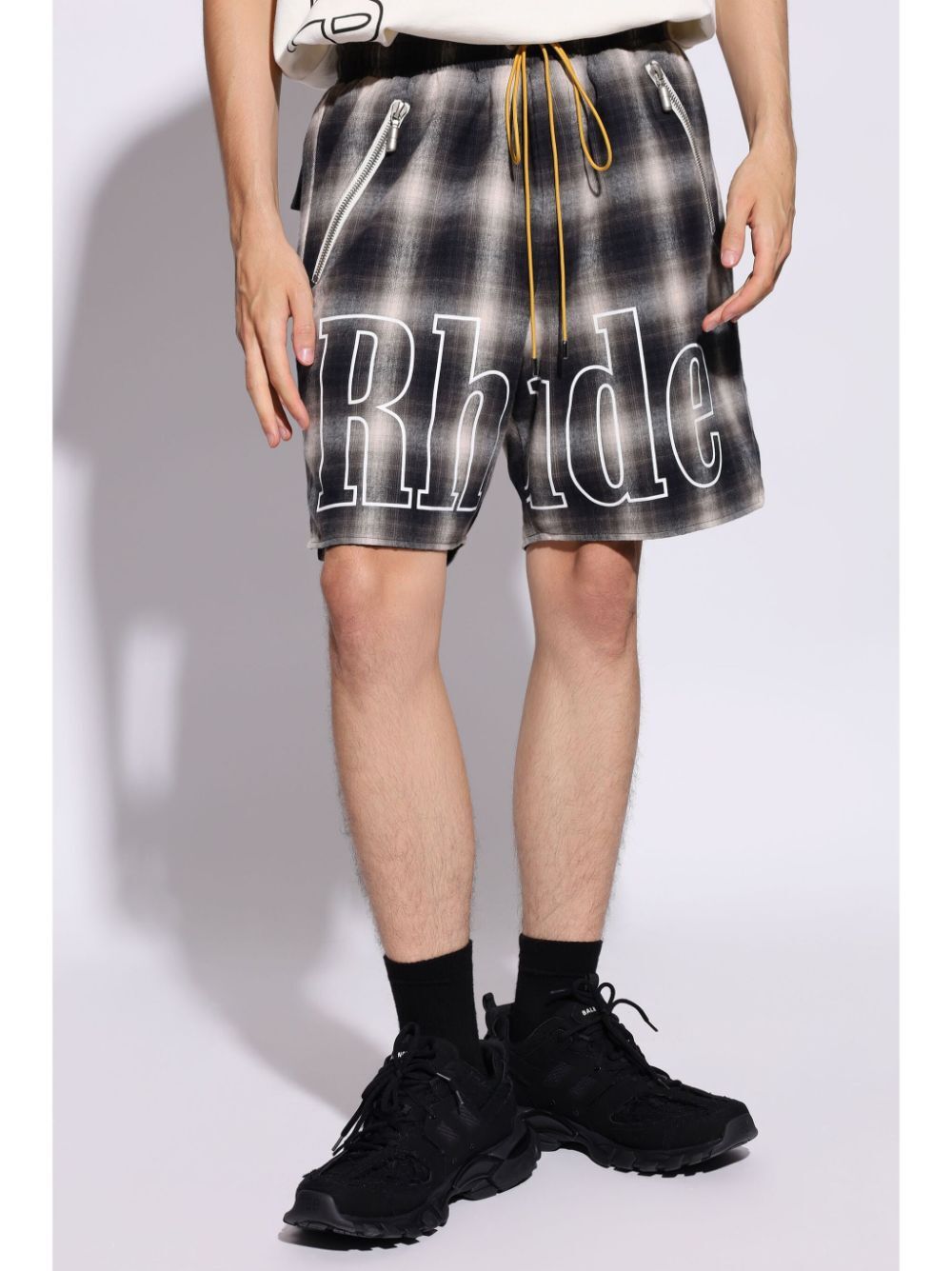 RHUDE-PLAID LOGO SHORT-