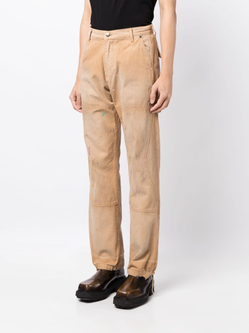 RHUDE-RHUDE CHEVRON PAINTER PANT-RHPF23PA10012372 CAMEL 0003