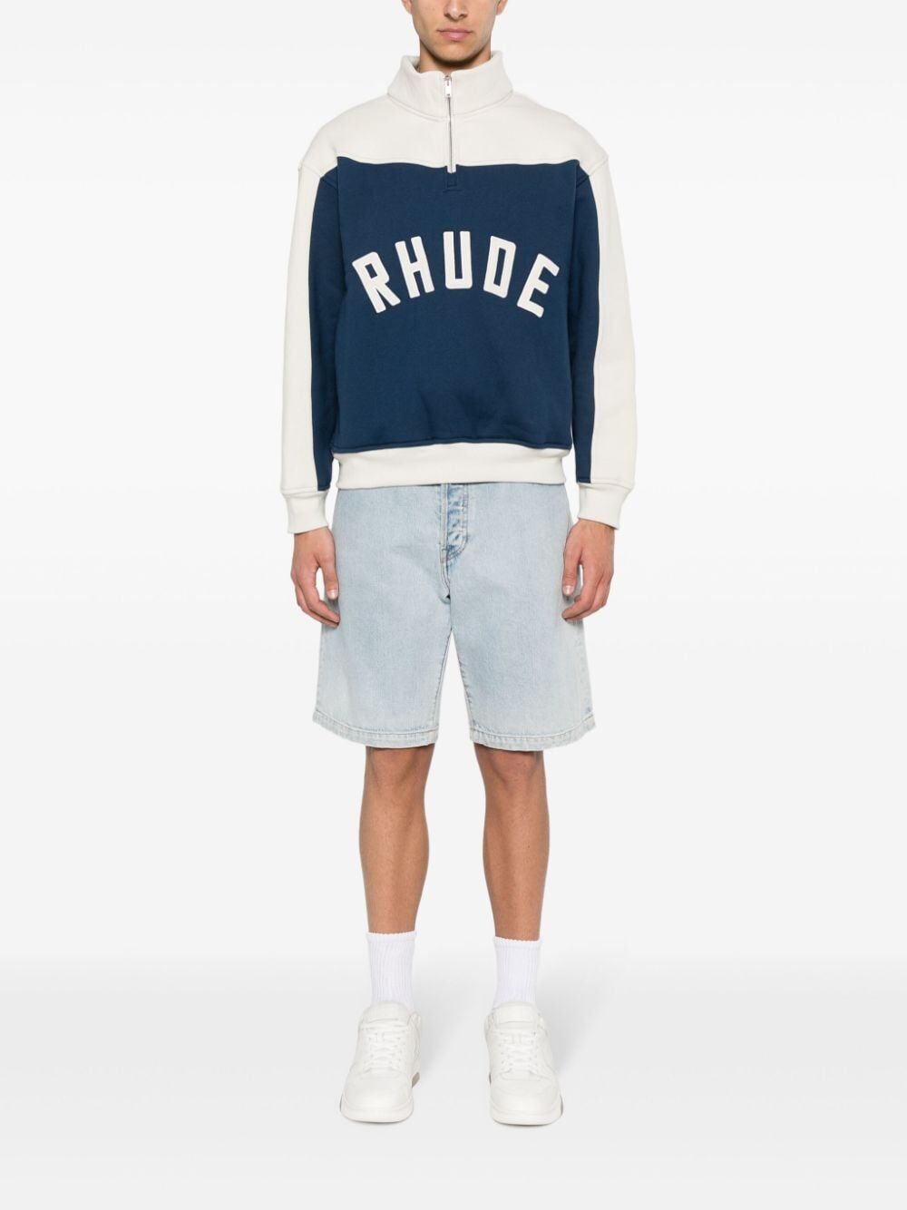 RHUDE-RHUDE CONTRAST QUARTER-ZIP VARSITY-