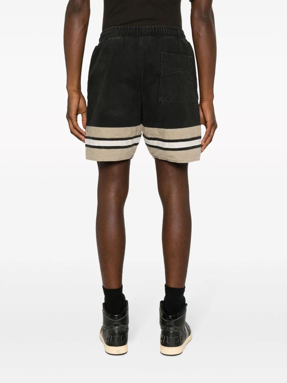 RHUDE-RHUDE EMBROIDERED LOGO SHORT-RHPF23SH04167679 BLACK/KHAKI 1679