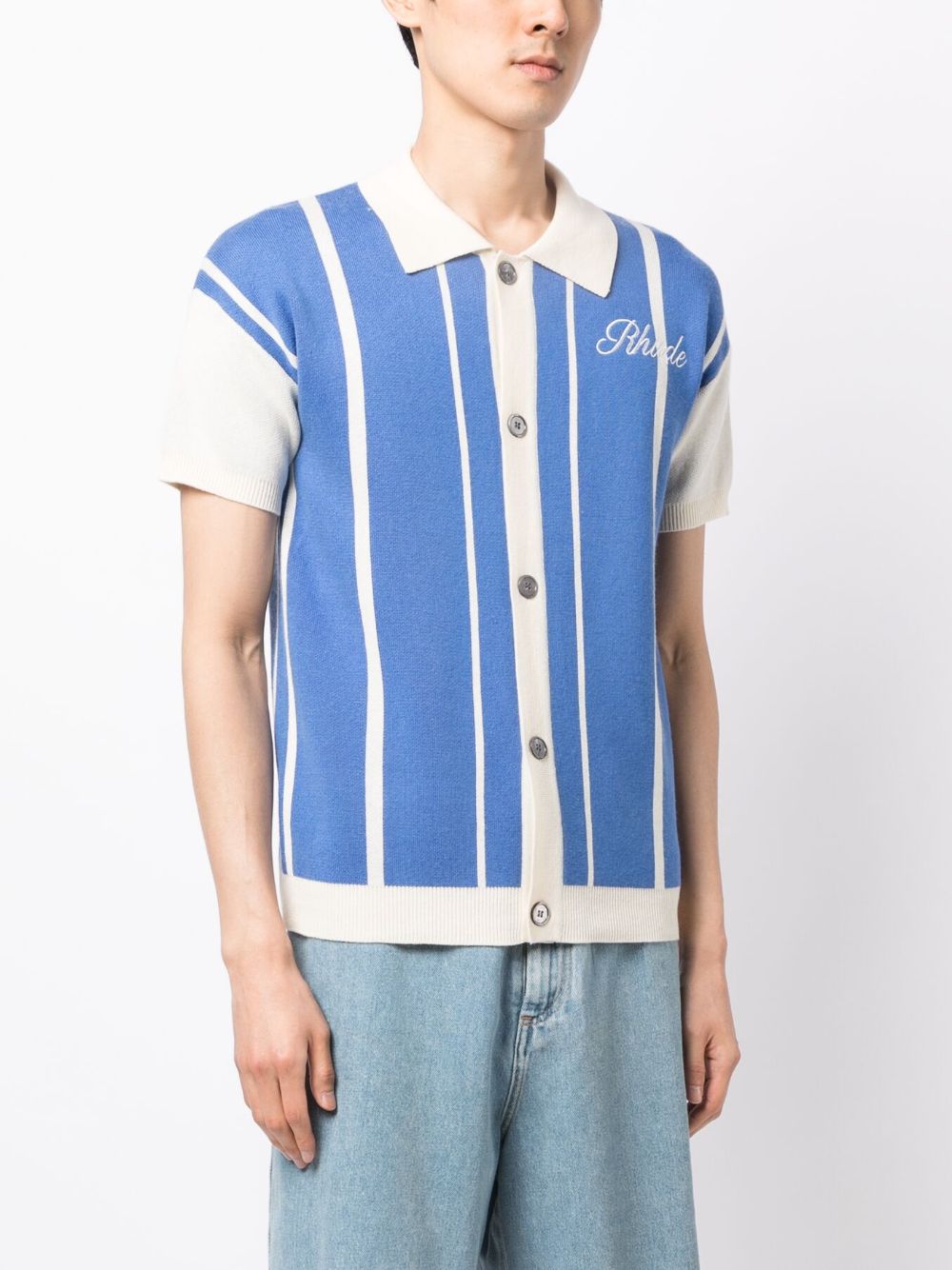 RHUDE-STRIPED KNIT CASHMERE POLO-RHPS23TT13822203 1203