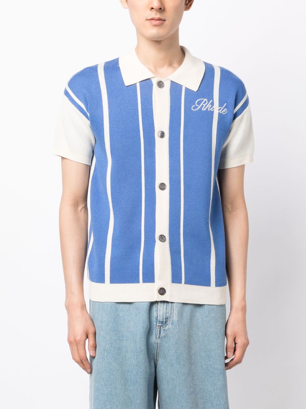 RHUDE-STRIPED KNIT CASHMERE POLO-RHPS23TT13822203 1203