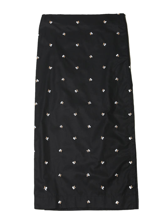 RIER-POPELINE FLOWERS MIDI SKIRT-