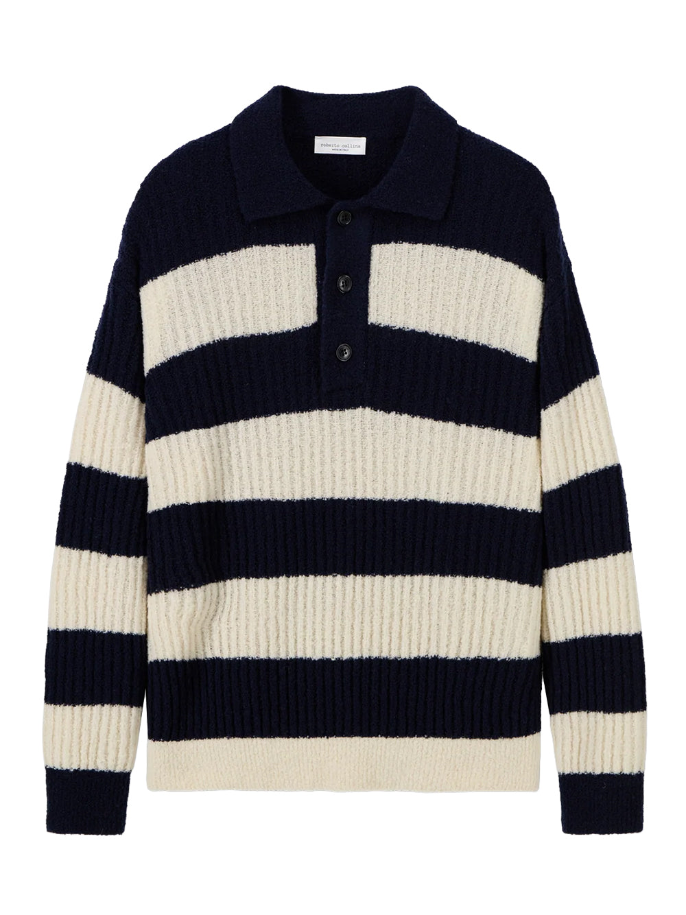 ROBERTO COLLINA-Ribbed sailor polo shirt-