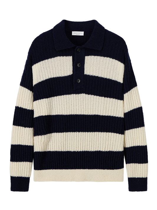 ROBERTO COLLINA-Ribbed sailor polo shirt-