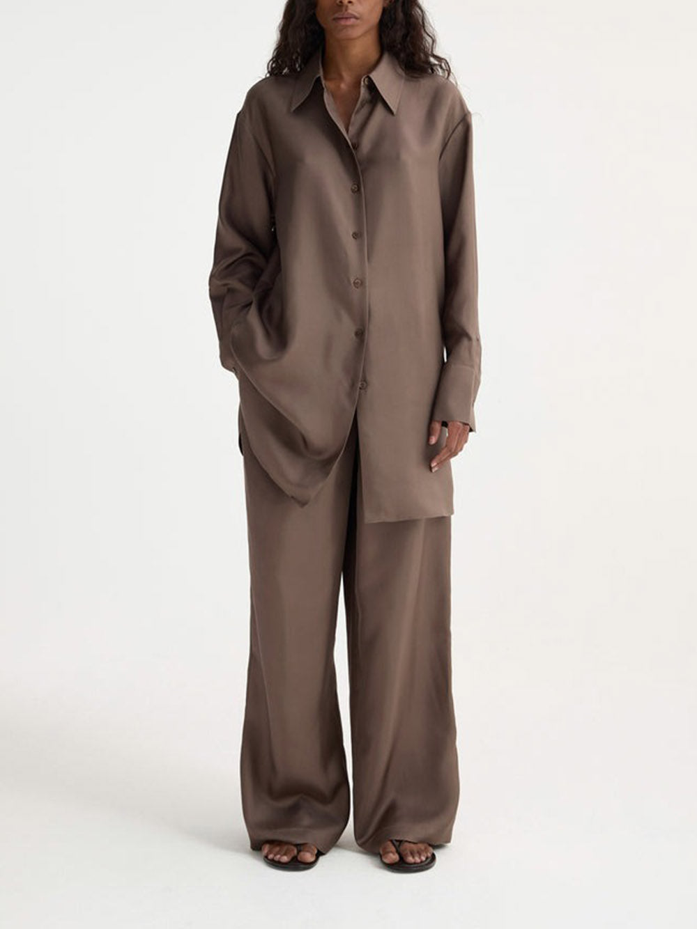 RÓHE-Signature elongated silk shirt-