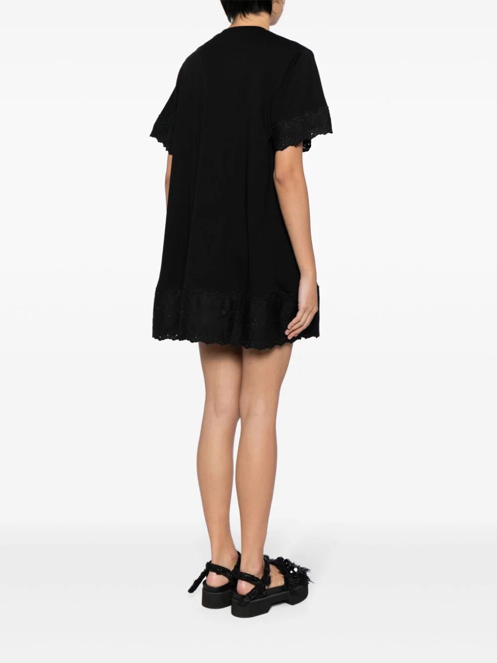 SIMONE ROCHA-A-LINE T-SHIRT DRESS W/ TRIM-7259T 0553 BLACK/BLACK