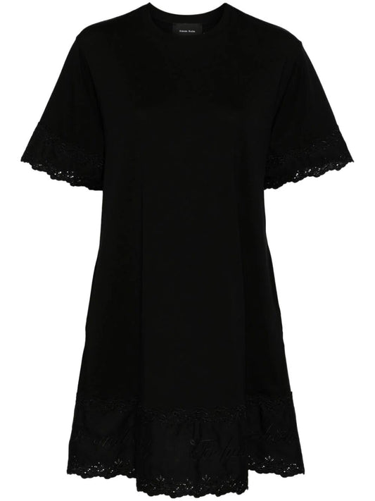SIMONE ROCHA-A-LINE T-SHIRT DRESS W/ TRIM-7259T 0553 BLACK/BLACK