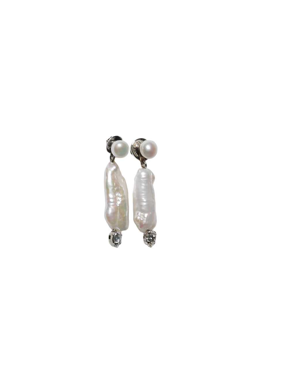 SIMONE ROCHA-BAROQUE PEARL AND CRYSTAL COLUMN EARRINGS-