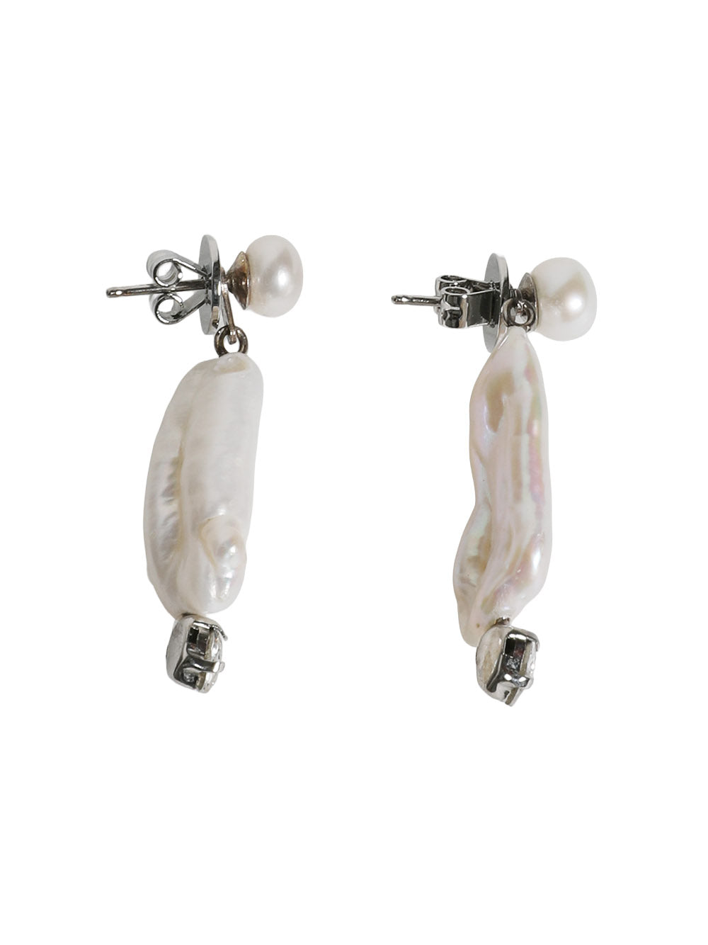 SIMONE ROCHA-BAROQUE PEARL AND CRYSTAL COLUMN EARRINGS-