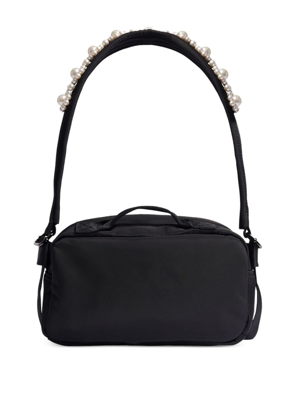 SIMONE ROCHA-BEADED CLASSIC BOW CROSSBODY BAG-BAG149B 0761 BLACK/PEARL