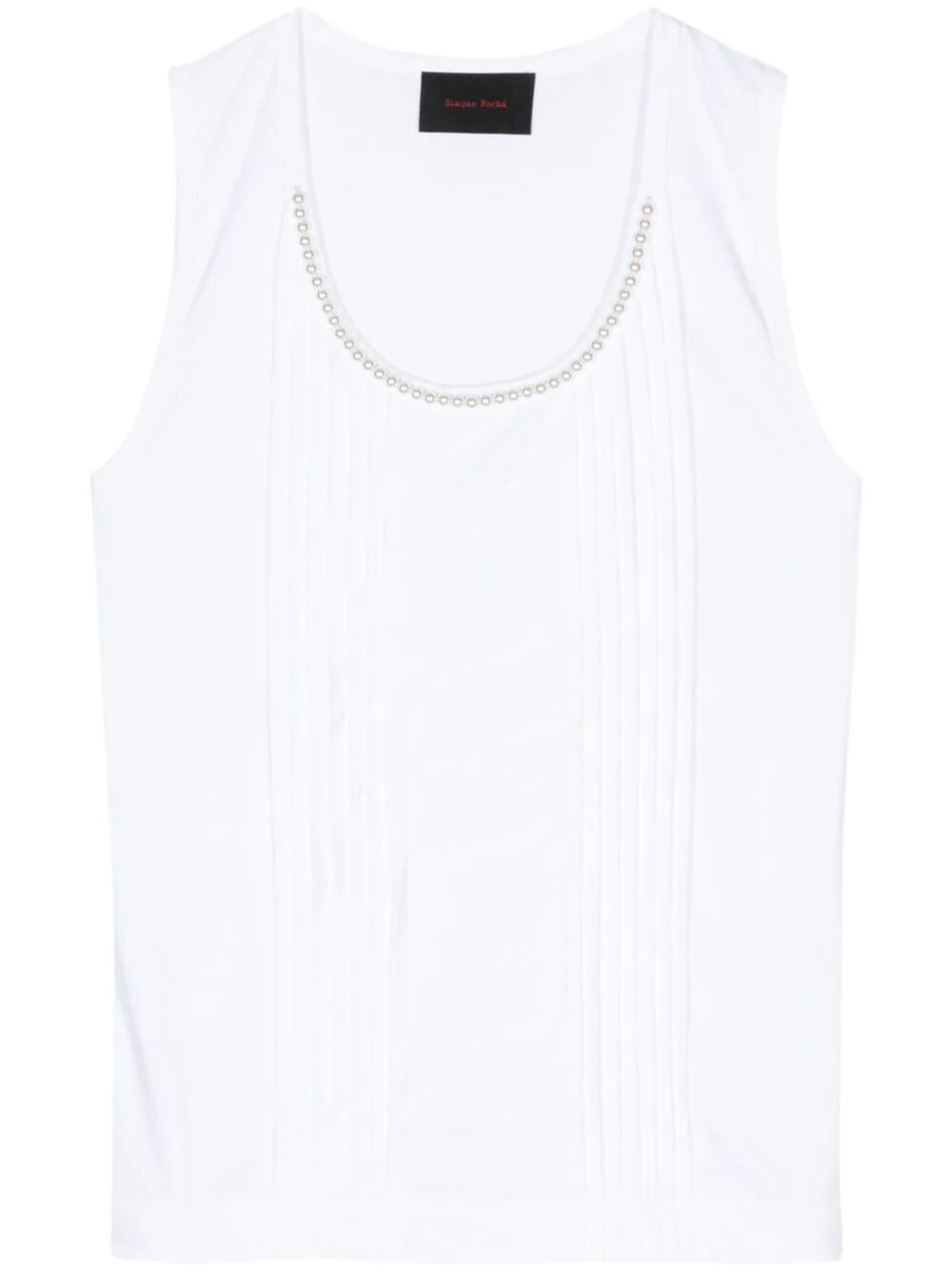 SIMONE ROCHA-BEADED DOUBLE PLEATED TANK-5234B 0553 WHITE/PEARL