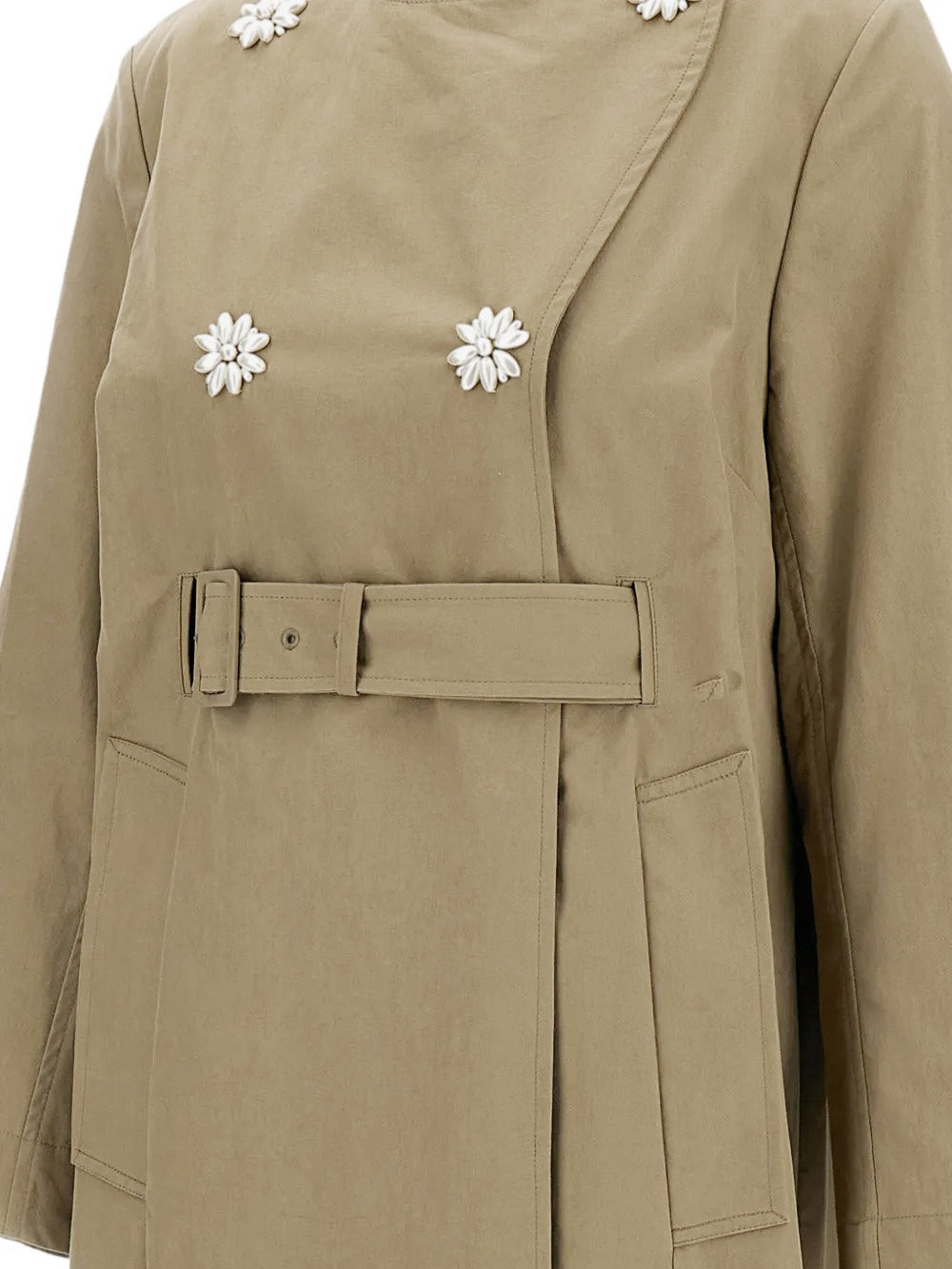 SIMONE ROCHA-BELTED LONG MULTI SLIT TRENCH COAT-