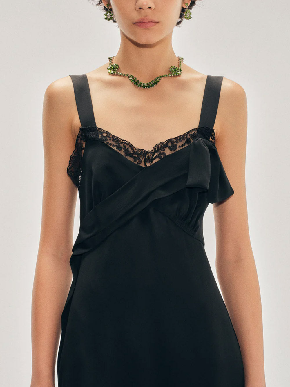 SIMONE ROCHA-BOW SASH SLIP DRESS-