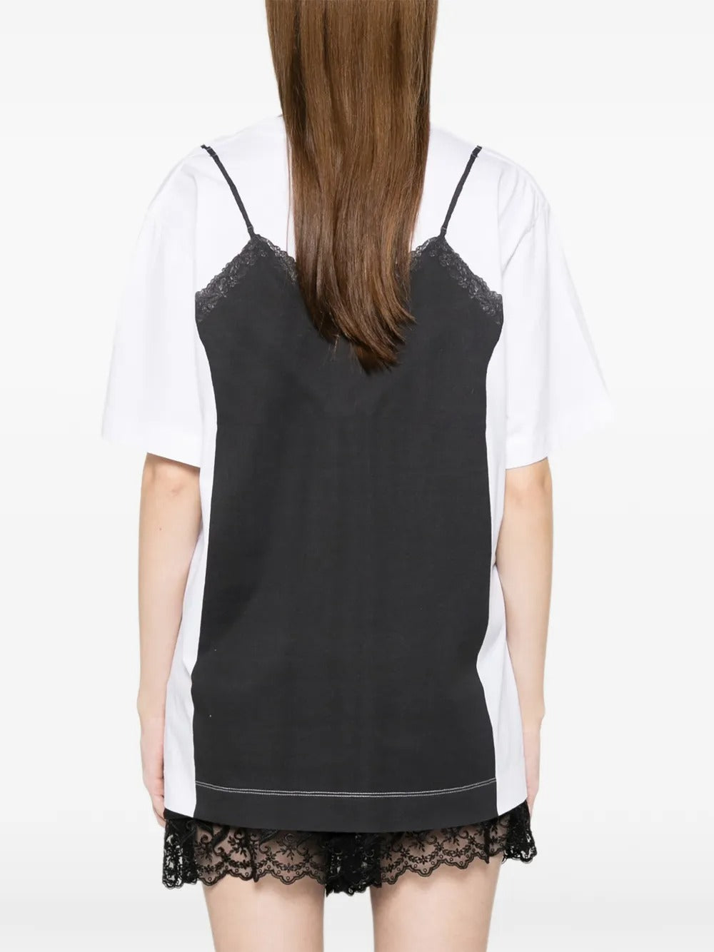 SIMONE ROCHA-BOW SASH SLIP DRESS TROMPE L`OEIL PRINT T-SHIRT-