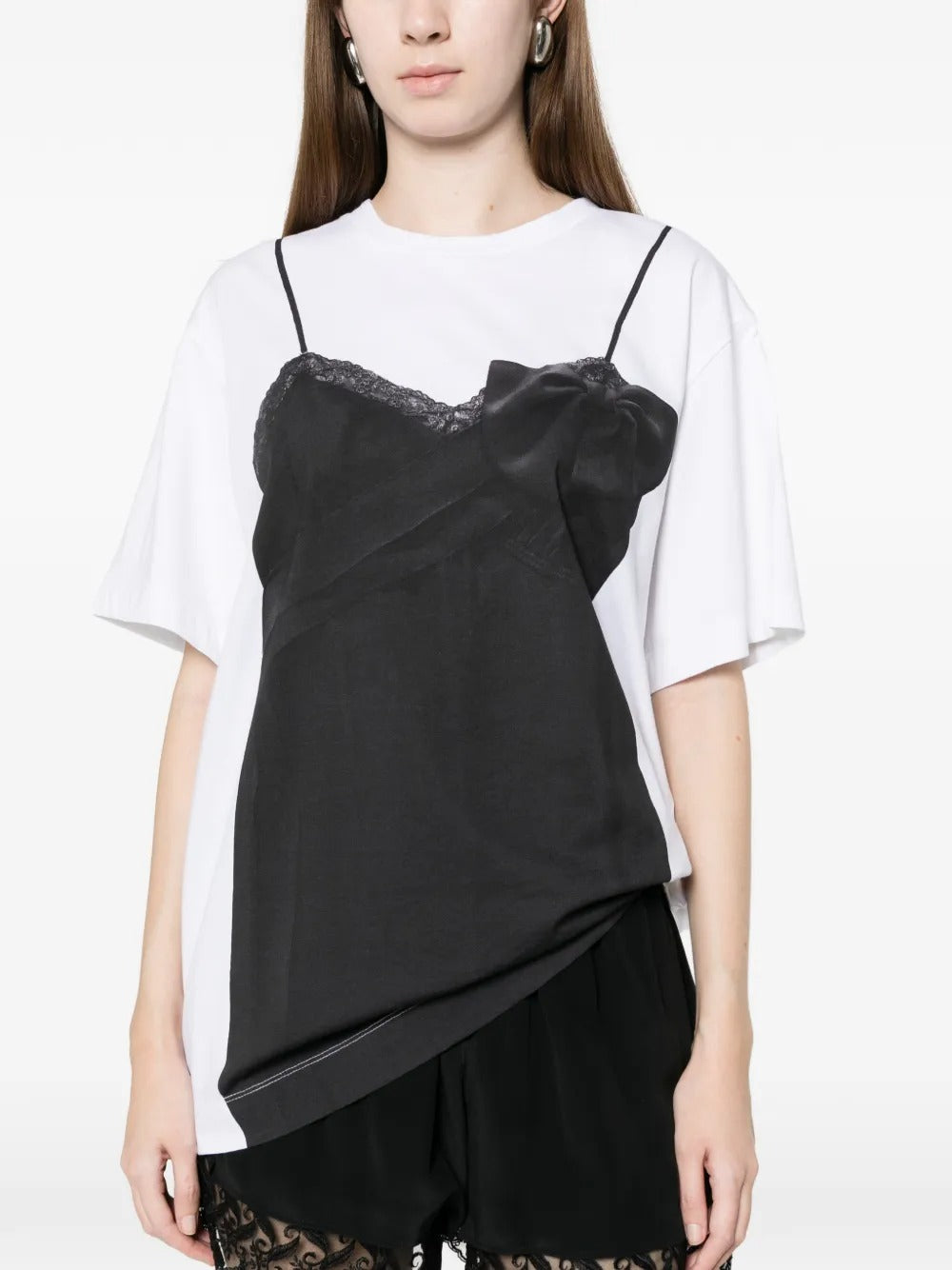 SIMONE ROCHA-BOW SASH SLIP DRESS TROMPE L`OEIL PRINT – Dope