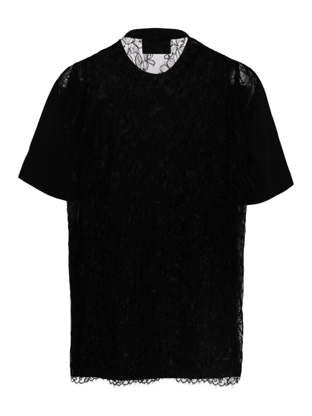 SIMONE ROCHA-BOXY T-SHIRT W/ SHEER LACE BACK PANEL-