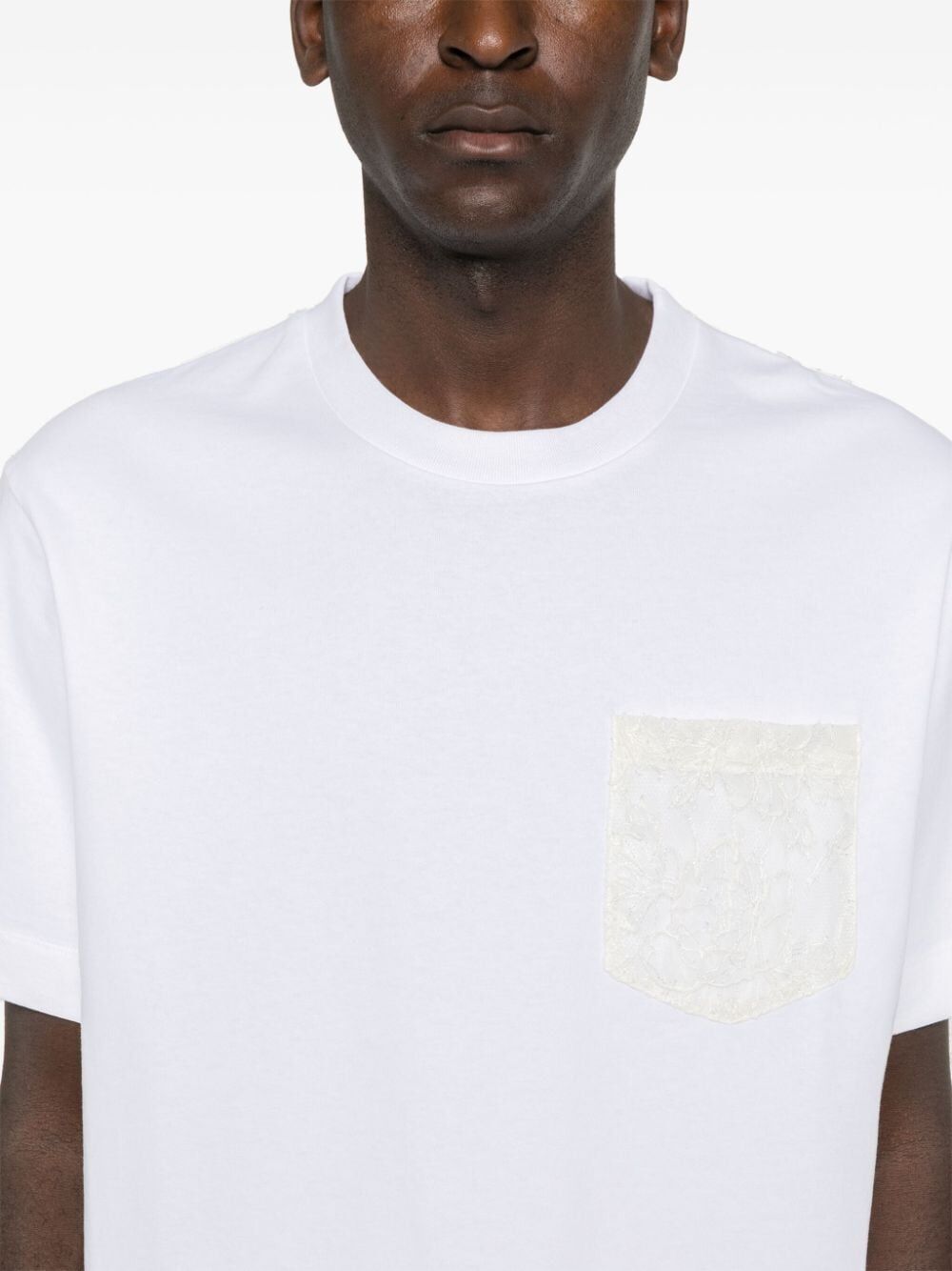 SIMONE ROCHA-BOXY T-SHIRT W/ SHEER LACE BACK PANEL-